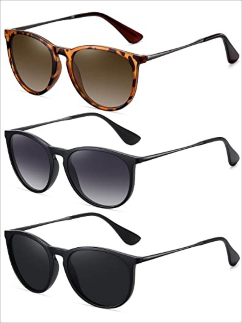 WOWSUN Retro Polarized Round Sunglasses UV Protection Unisex